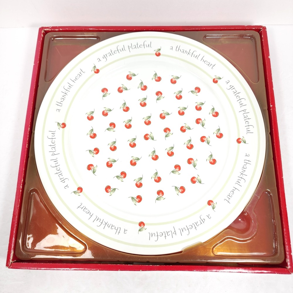 Vtg. Hallmark Appreciation Grateful Thankful Heart Cake Plate Cherry Platter 12"